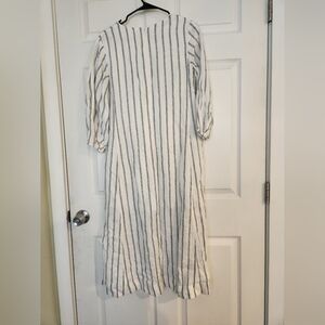 COPY - Everlane * The Linen A-Line Midi Dress * Navy/White * Size 0